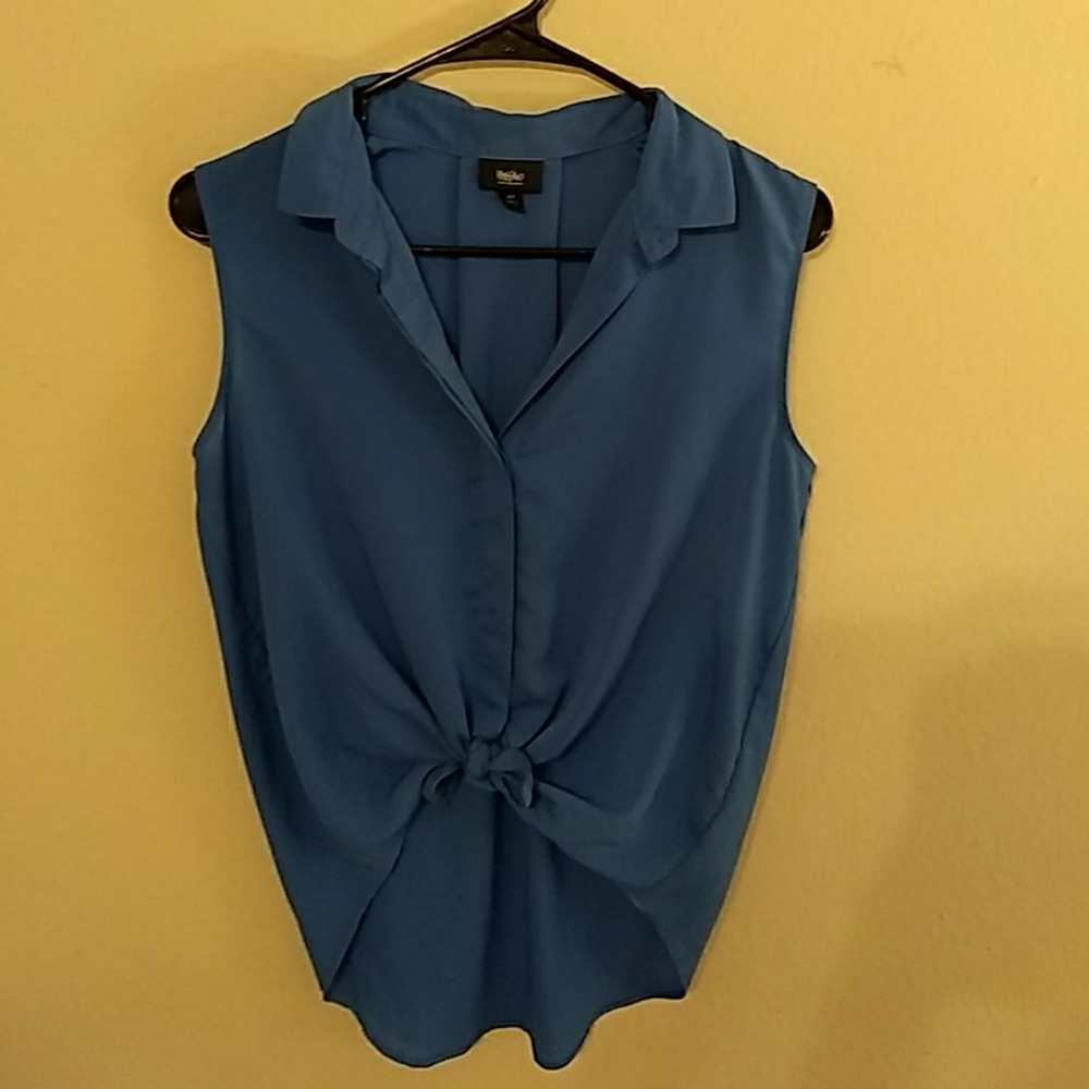 Blue Sleeveless Blouse